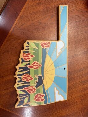 Oklahoma State Shaped Cutting Board and Charcuterie Serving Platter with Artwork